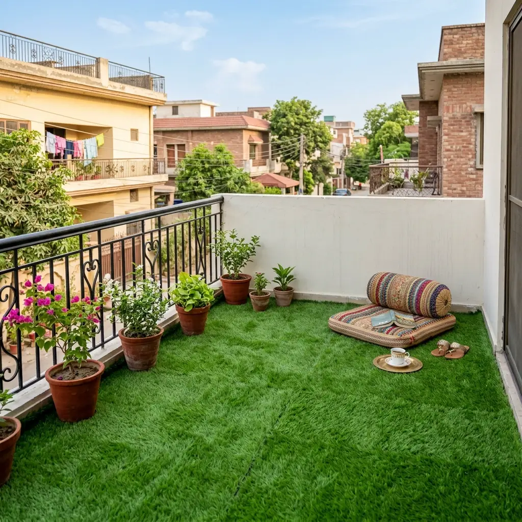 Artificial grass installation - Albarkat Interiors