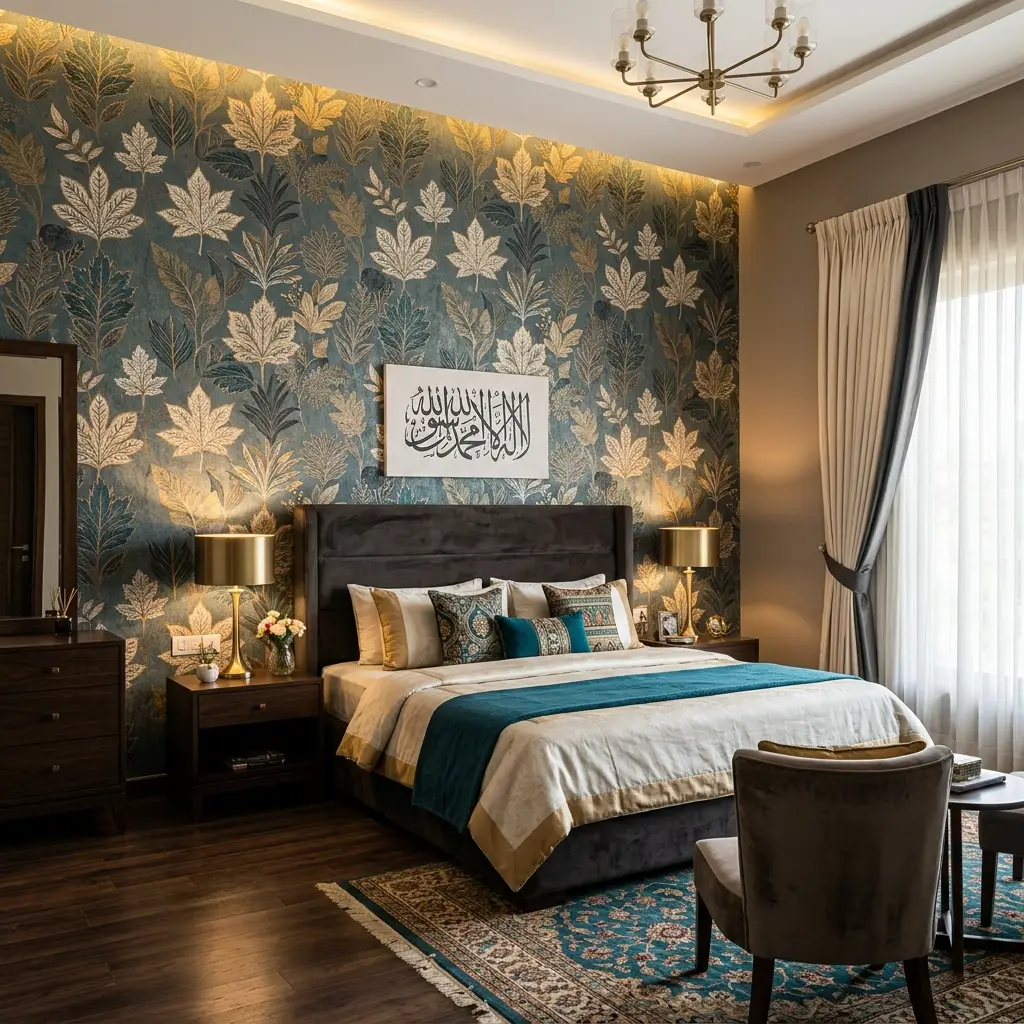 Bedroom wallpaper design - Albarkat Interiors